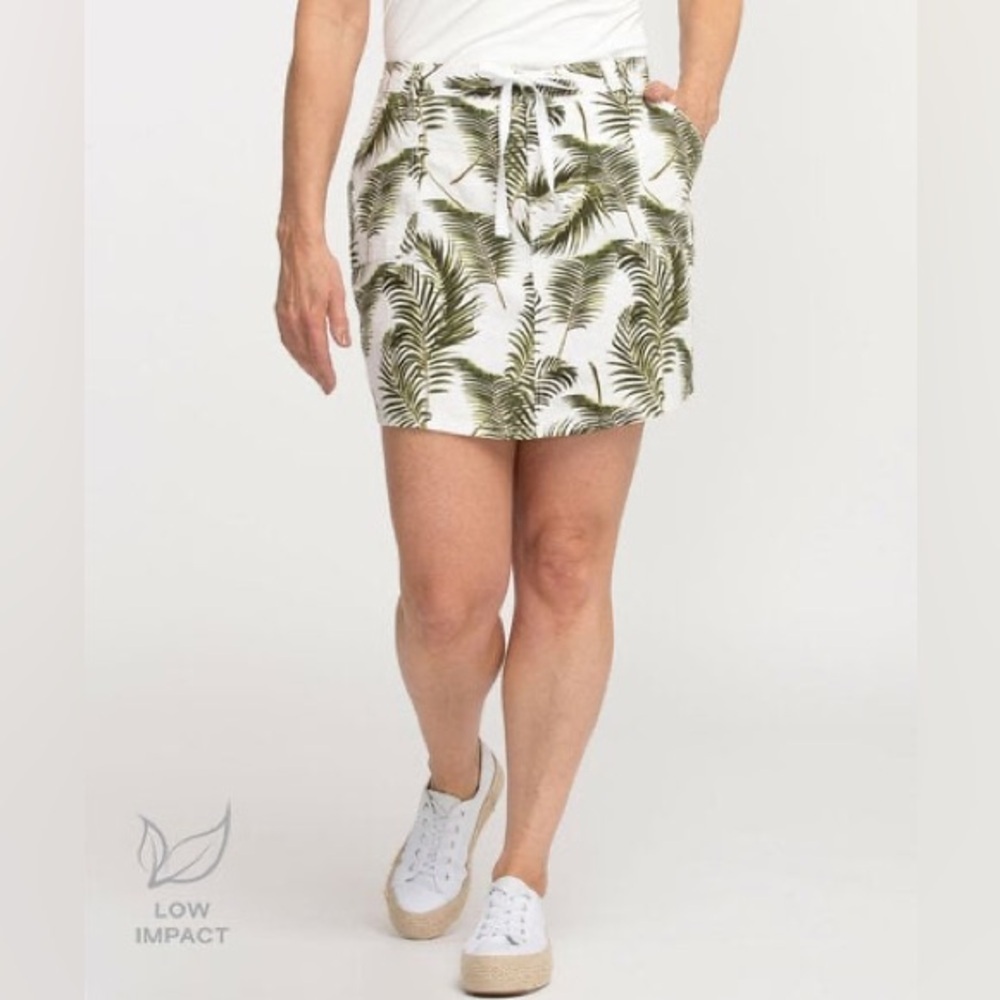 CLEO Petites Palm Print Low Impact Linen Skort Size XL Petite